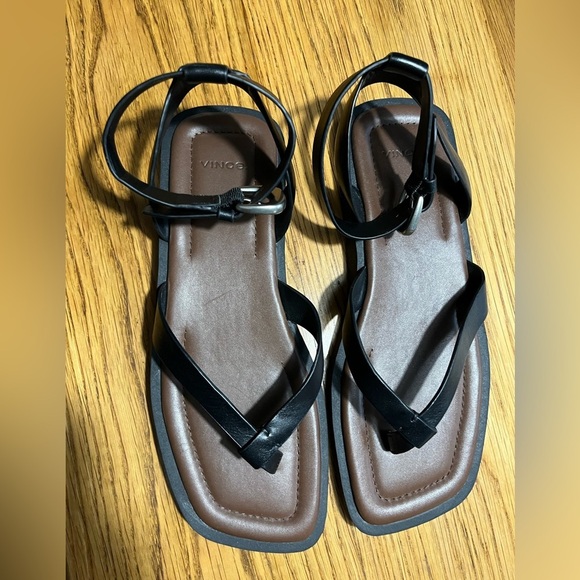Vince Samuela Ankle Strap Black and Brown Leather Sandals Size 8.5 - Picture 4 of 6